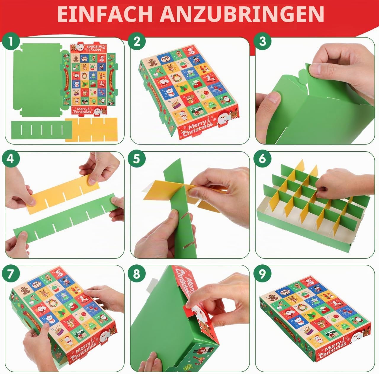 Cabilock Pack of 5 Advent Calendar Gift Boxes Empty Paper Boxes for Christmas to Fill with Sweets and Small Surprises Pretty for Parties and Celebrations – Bild 4