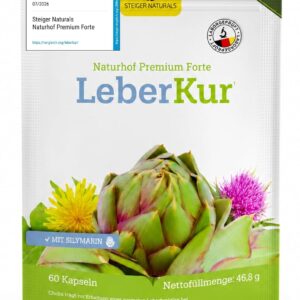 Steiger Naturals Naturals Naturhof Liver Treatment The Original – Liver Complex with Milk Thistle (80% Silymarin), Artichoke, Dandelion & Choline – Vegan, 60 Capsules, 1 Month
