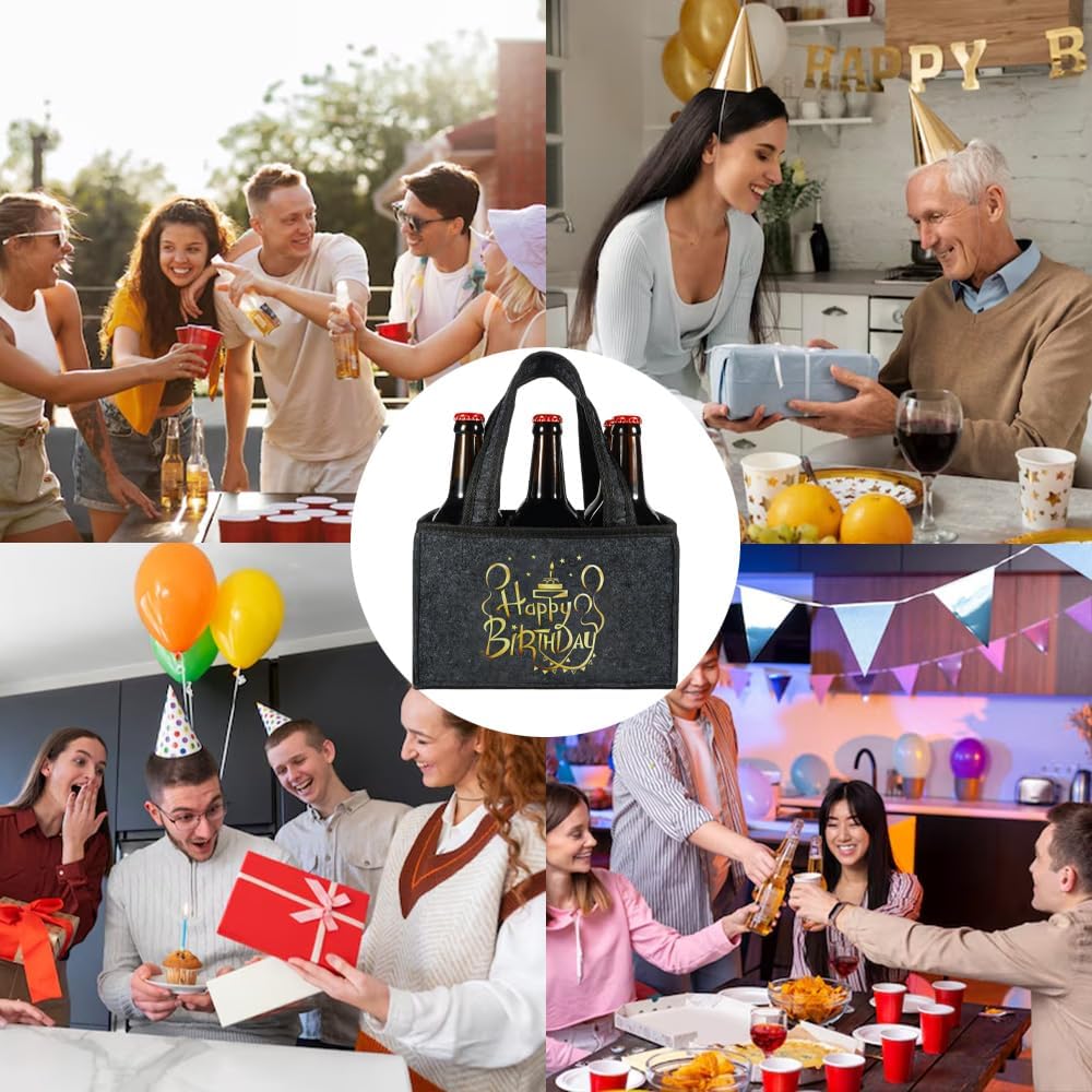 Senken Happy Birthday Men's Handbag Beer, Birthday Decoration, Beer Gifts for Men, Birthday Gift, Men's Gifts, Funny Gifts for Men, 6 Bottle Carriers – Bild 7