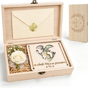 Money Gift Wedding Wooden Box Large Wedding Gift for Bride and Groom Gift Box with Card, Money Clip & Dried Flowers – For Wedding For Your Way Together