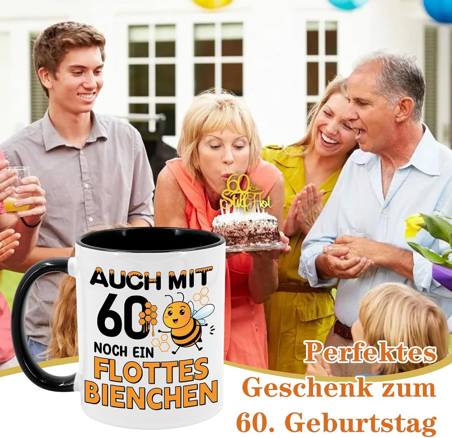 Gift 60th Birthday Women Mug with Saying Flottes Bienchen – Bild 7