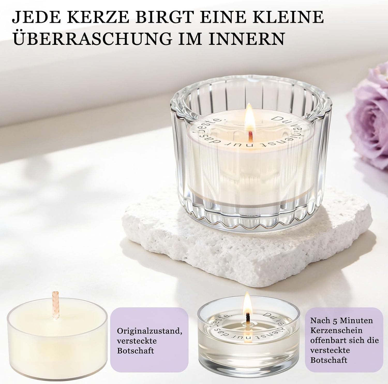 Birthday Gift for Women, Purple, Pack of 12 Scented Candles Gift Set – Bild 4
