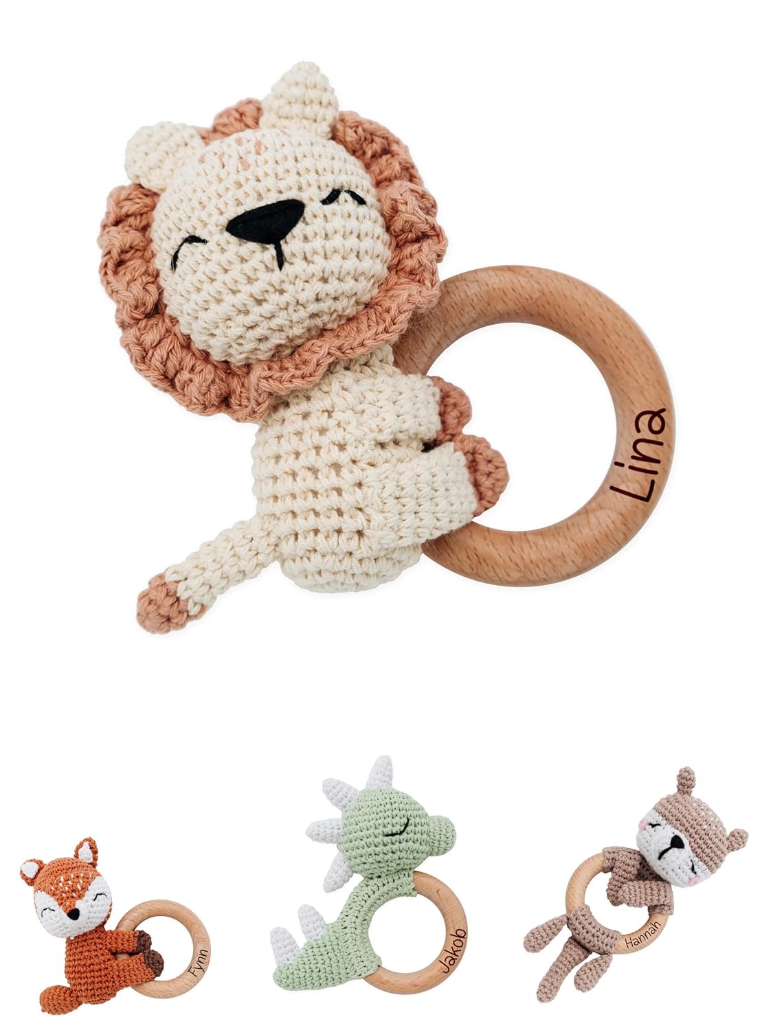 Bärenfreunde Grasping Toy, Baby Rattle, Teething Ring Baby Personalised