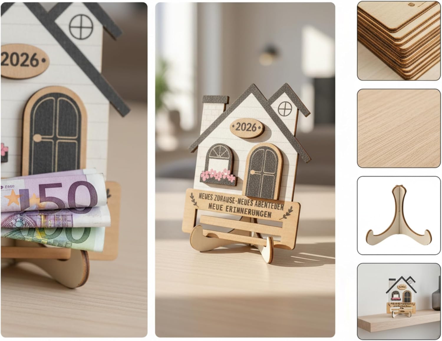 Housewarming Gift House Apartment New Home Money Gift Packaging Housewarming Money Gift Made of Wood for Home House Moving New Apartment – Bild 3