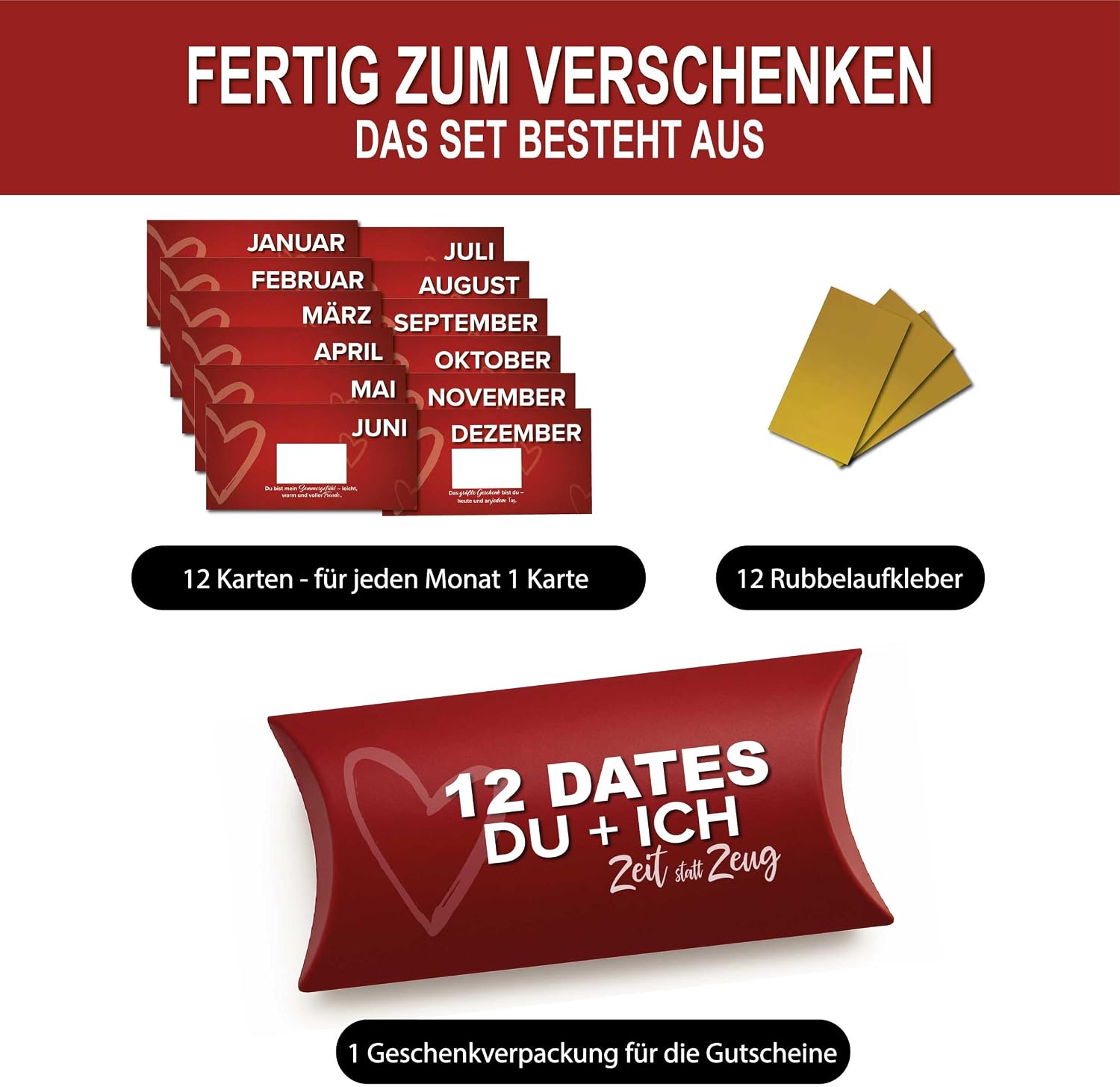 FORYOU24 Year Dates Scratch Stickers - Gift for Couples - 12 Months Date Ideas to Scratch Off - Romantic DIY Gift for Girlfriend, Boyfriend & Spouse – Bild 3