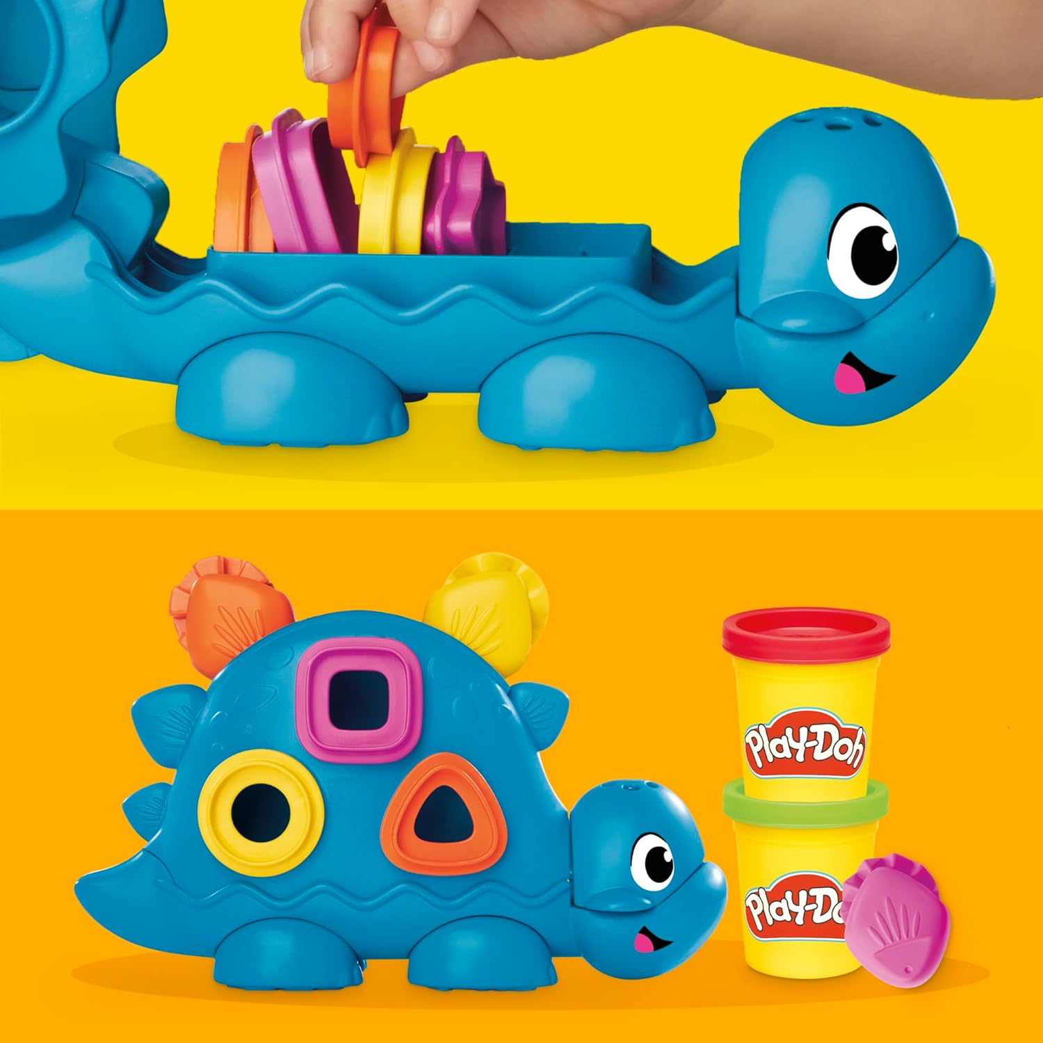 Play-Doh Colourful Dino Dinosaur Toy with Shapes and Tools, Craft Mat and 6 Colourful Tin of Clay, Craft Set and Activity for Girls and Boys and Fans of Dinos from 2 Years – Bild 4