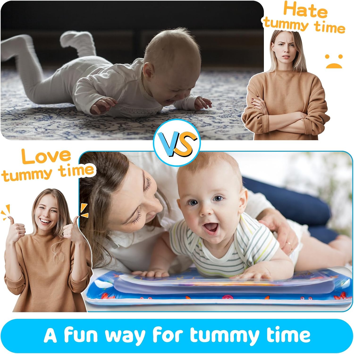 Yeeeasy Tummy Time Water Mat, Water Play Mat for Babies, Cute Baby Toy, Inflatable Tummy Time, Water Play Mat for Infants and Toddlers, 3-12 Months, Promotes Development – Bild 2