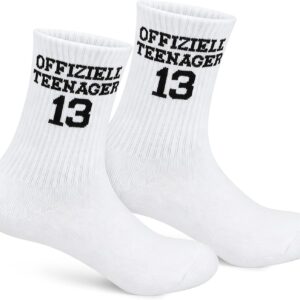 Gift Girls Boys 13 Years Official Teenager Socks 34-38 Gifts for 13 Year Old Boys Girls 13th Birthday Gift Teenager Girls Tennis Socks
