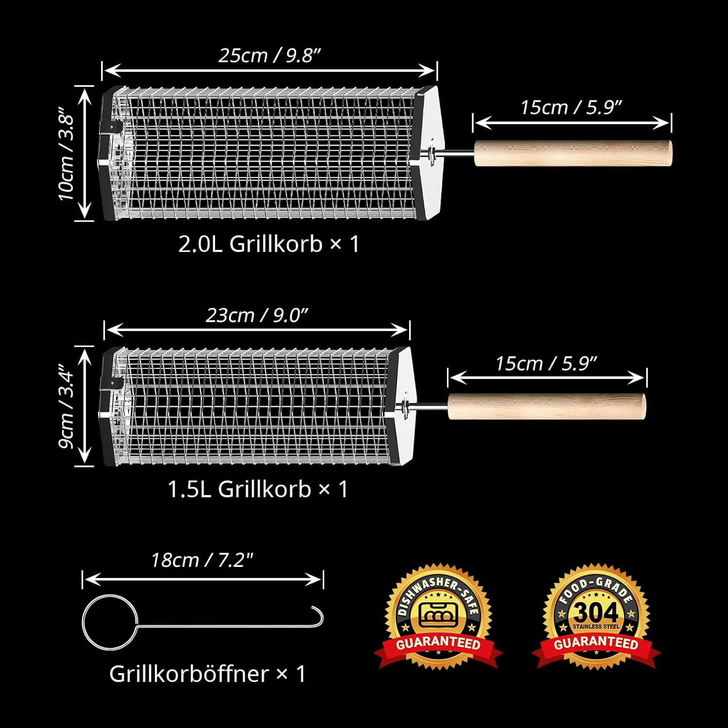ivtivfu Nestable Rolling Grill Basket, Barbecue Accessories, Gifts for Men – Bild 2