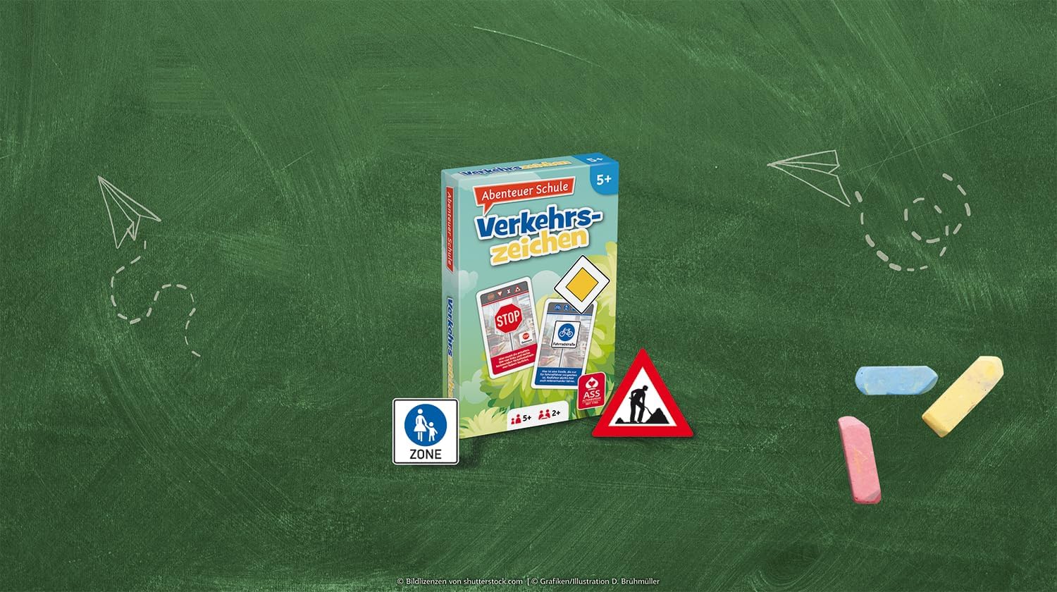 ASS Altenburger 22572844 Abenteuer Schule – Verkehrszeichen – Traffic Signs Card Game Educational Game – Bild 6