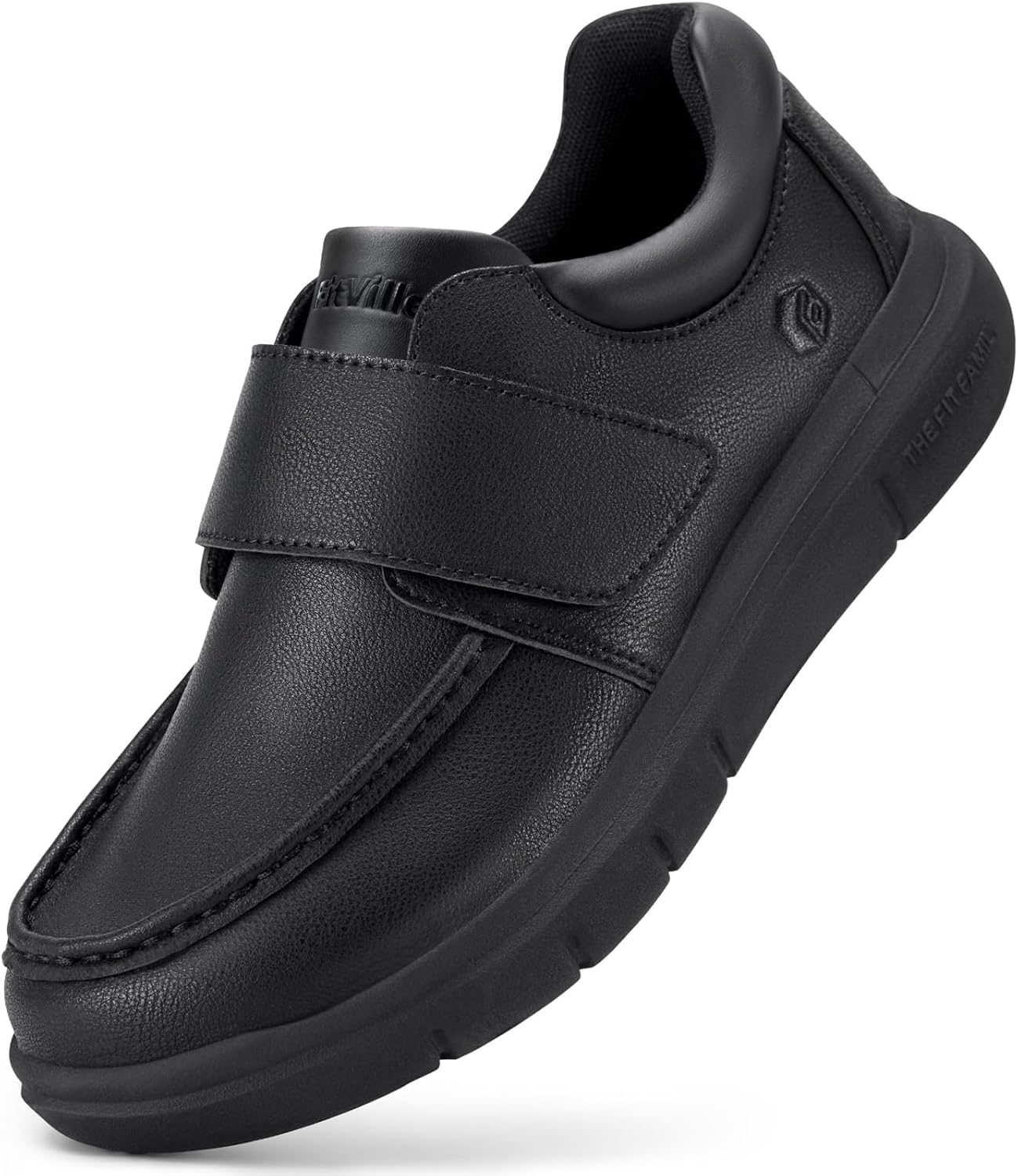 FitVille Diabetic Shoes Men's Extra Wide Leather Shoes Orthopaedic Shoes with Fastening Adjustable Slippers Comfortable Casual Business Walking Shoes for Swollen Feet