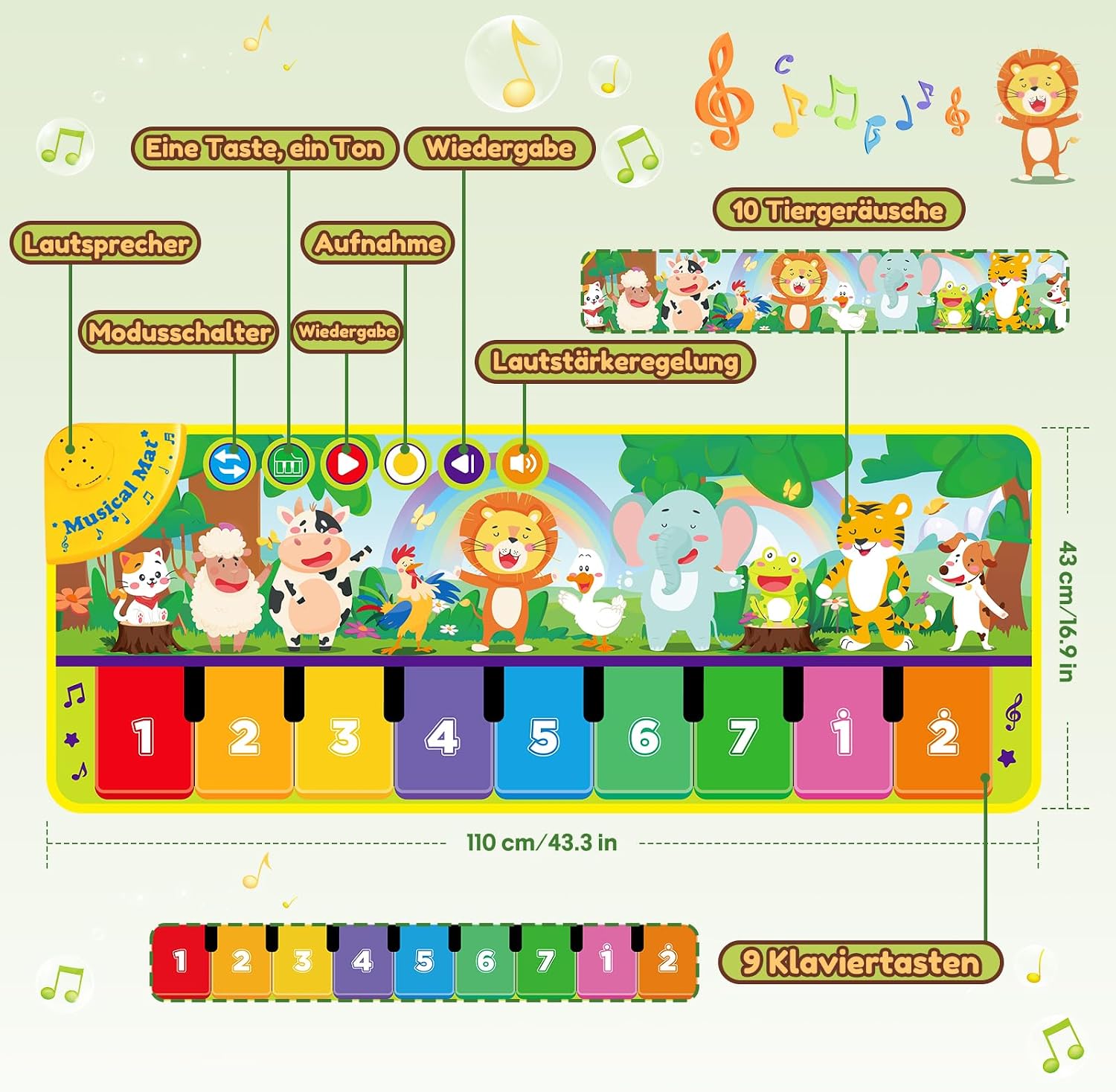 Wearxi Children's Toy from 1 Year, Baby Toy from 1 Year, Music Mat – Bild 2