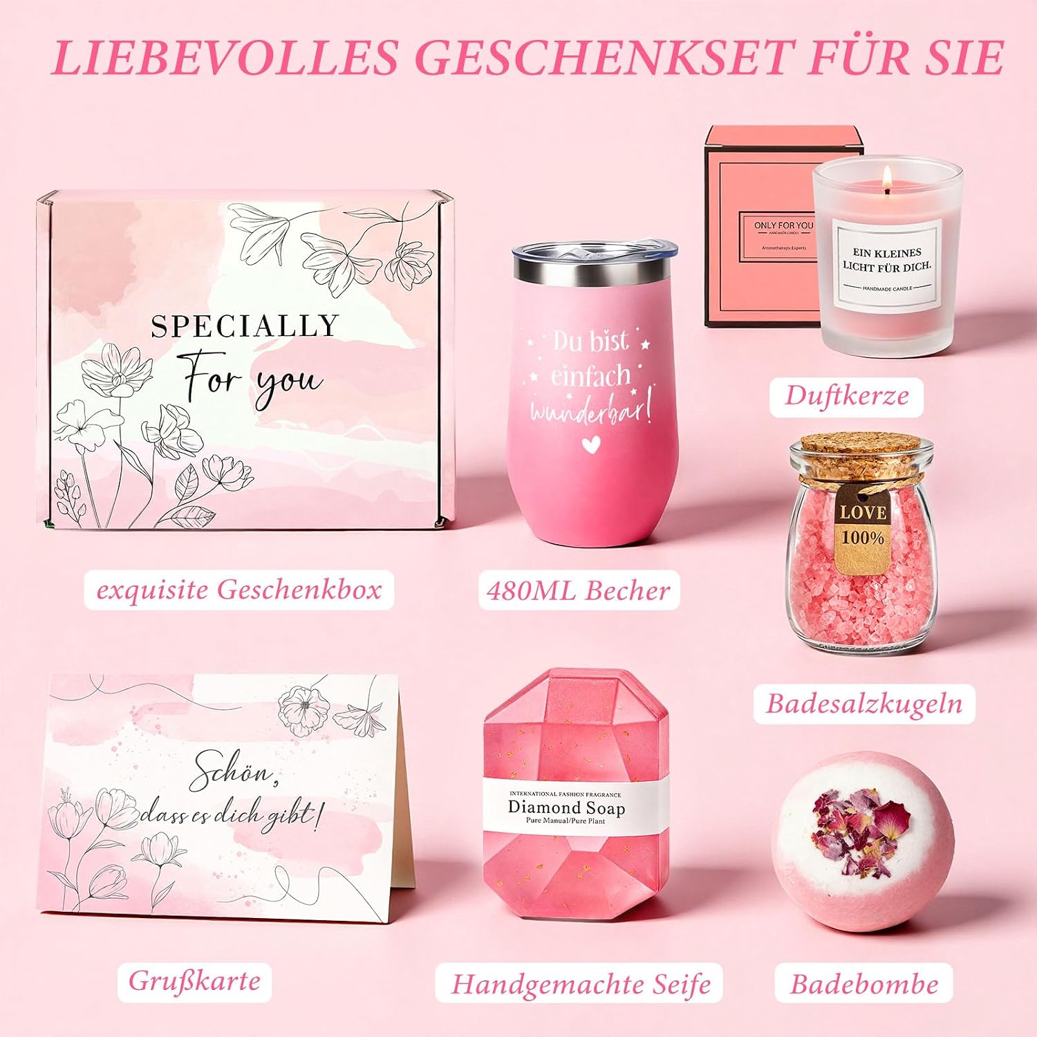 TUZELIYA Gifts for Women, Gift Idea for Women, Inspirational Gift, Girlfriend, Birthday, Valentine's Day, Mother's Day, Christmas Day, Gift for Mum, Sister, Best Friend (Pink) – Bild 2