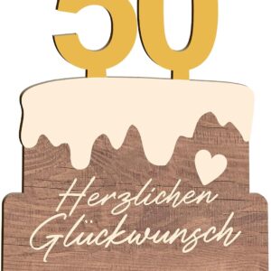 50th Birthday Card Cake Bday Wooden Card - Birthday Card with Envelope - Beautiful Birthday Card 50th Birthday Invitation Cards 50th Birthday Card, 50th Birthday Card, 50th Birthday Card