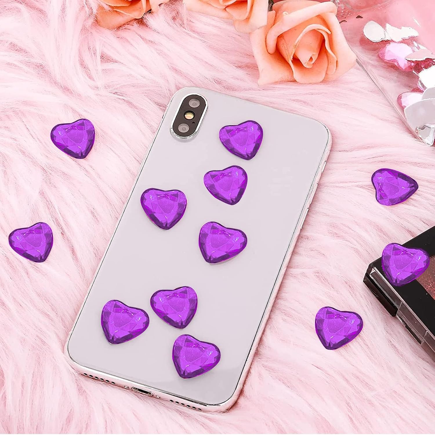 Pack of 200 Heart Decorative Stones Purple Table Decoration Hearts Confetti – Bild 6