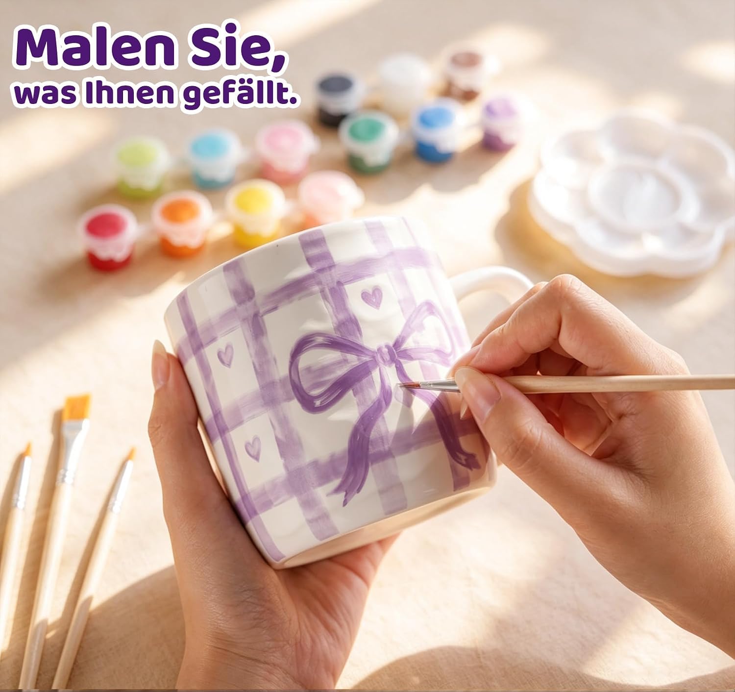 Ceramic Painting Set, 2 x Cups for Painting Set with 12 Colours (380 mm) – Bild 3