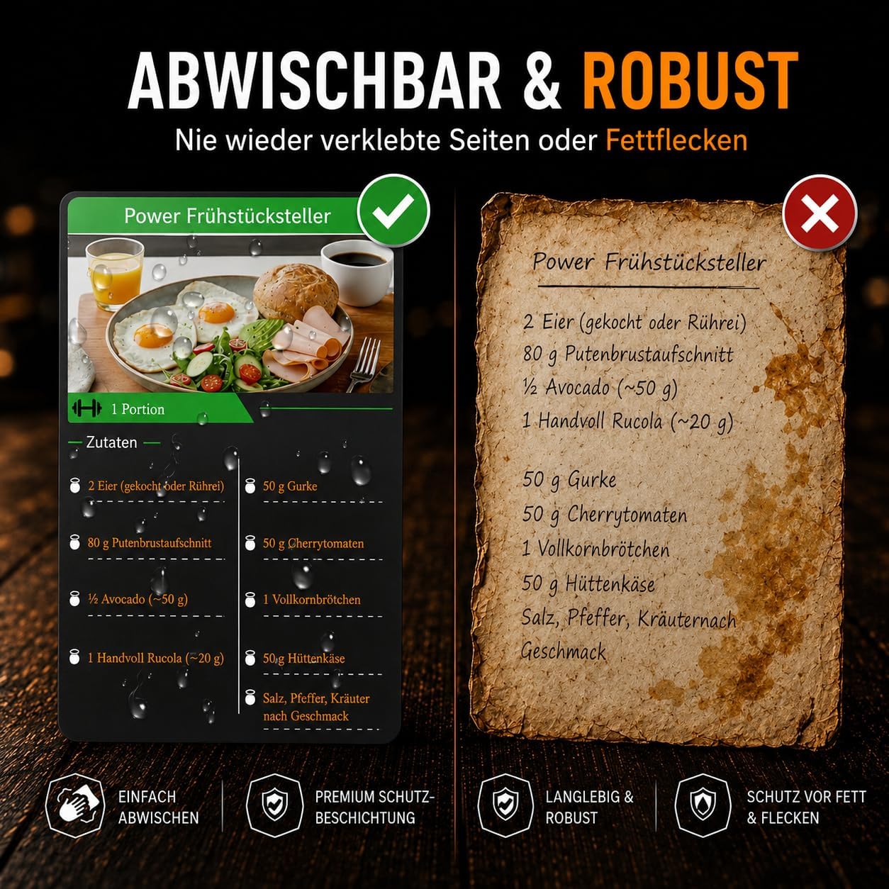 Bolters Fitness Recipe Cards - 30 High Protein Recipes with Macros, Fitness Cards Instead of Cookbook, for Muscle Building & Healthy Eating, Gift for Fitness Fans, in Black Metal Tin – Bild 5