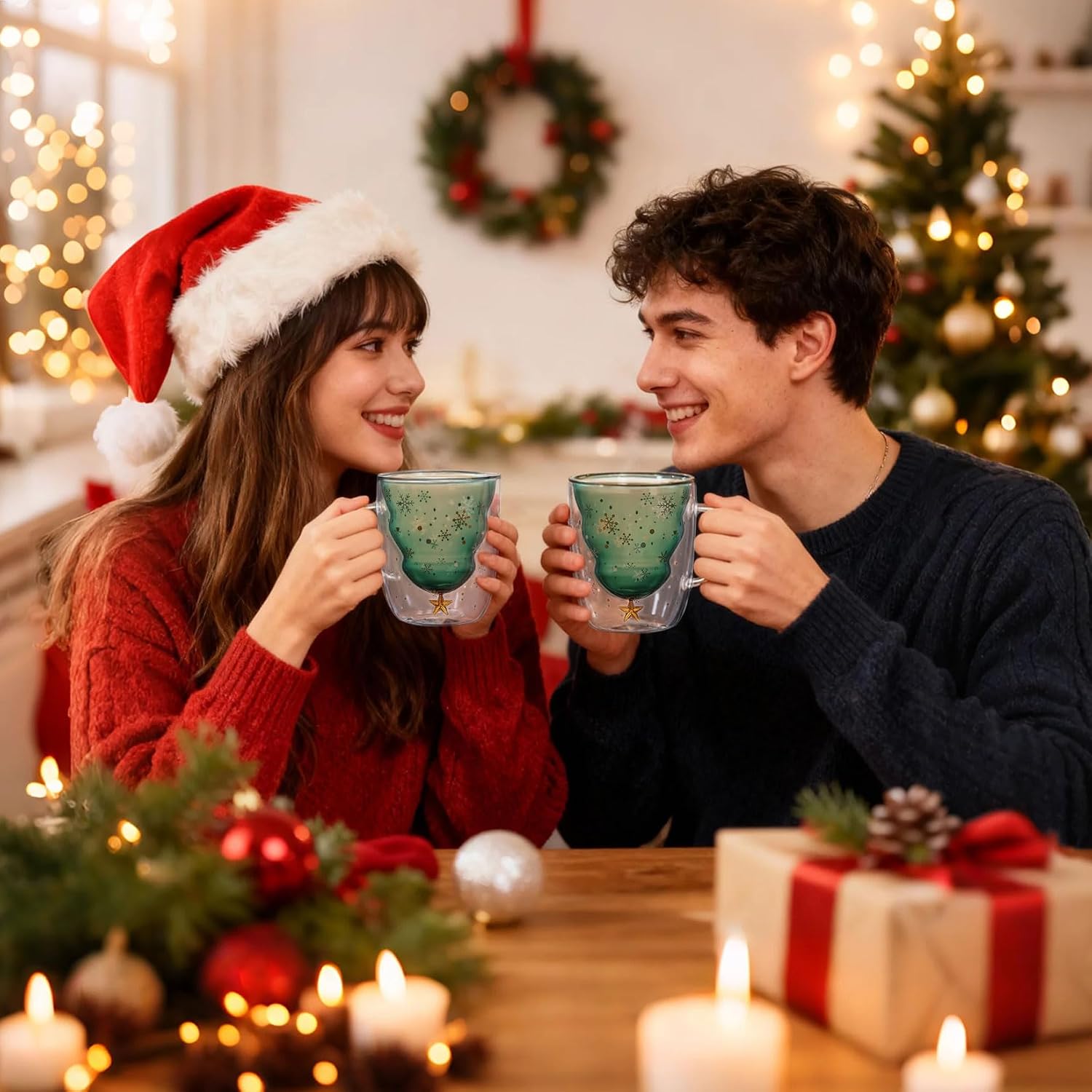 Double-Walled Coffee Glasses 300ml Christmas Tree Christmas Mug – Bild 7