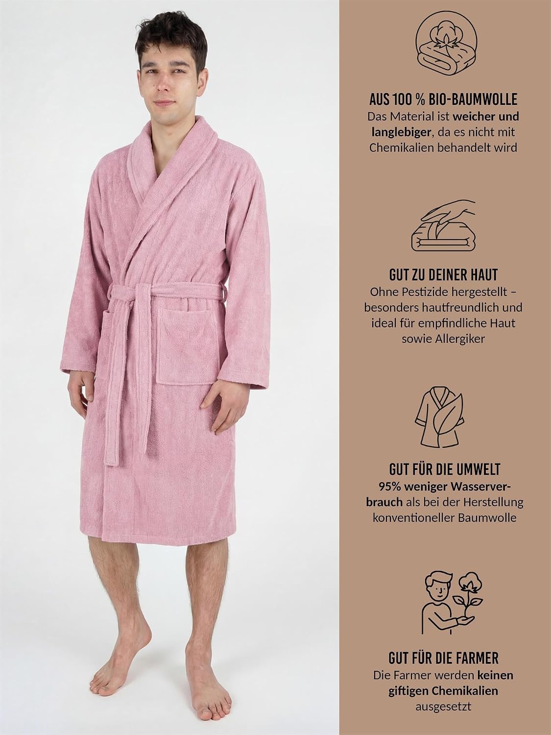 normani 100% Cotton Bathrobe Sauna Gown Two-Tone and Plain with and without Hood for Men and Women (Sizes XS - 4XL) – Bild 6