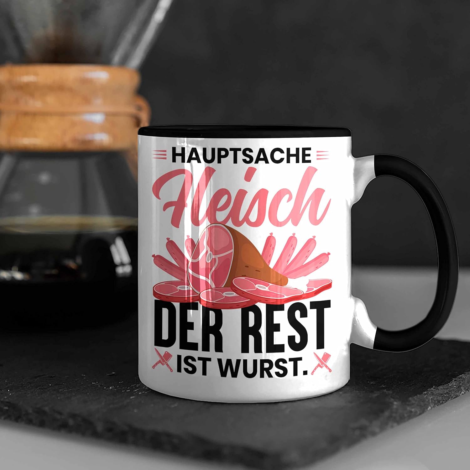 Trendation - Meat Butcher Mug Gift Main Meat The Rest Is Sausage Gift Idea (Black) – Bild 7