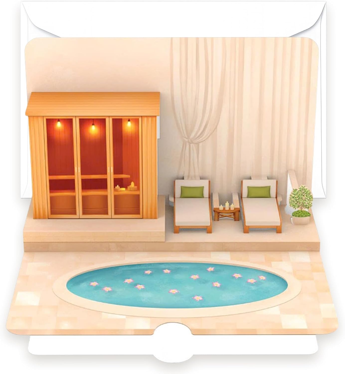 Pop-Up Card Spa Voucher - 3D Voucher Card & Gift Packaging for Wellness & Massage, Birthday Card for Women, Mum & Girlfriend, Money Gift, Mother's Day & Valentine's Day Wellness