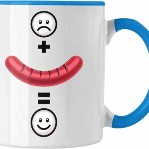 Trendation – Sausage Mug Gift for Barbecue Sausage: (+ Sausage = :) Funny Gift Idea Birthday (Blue)