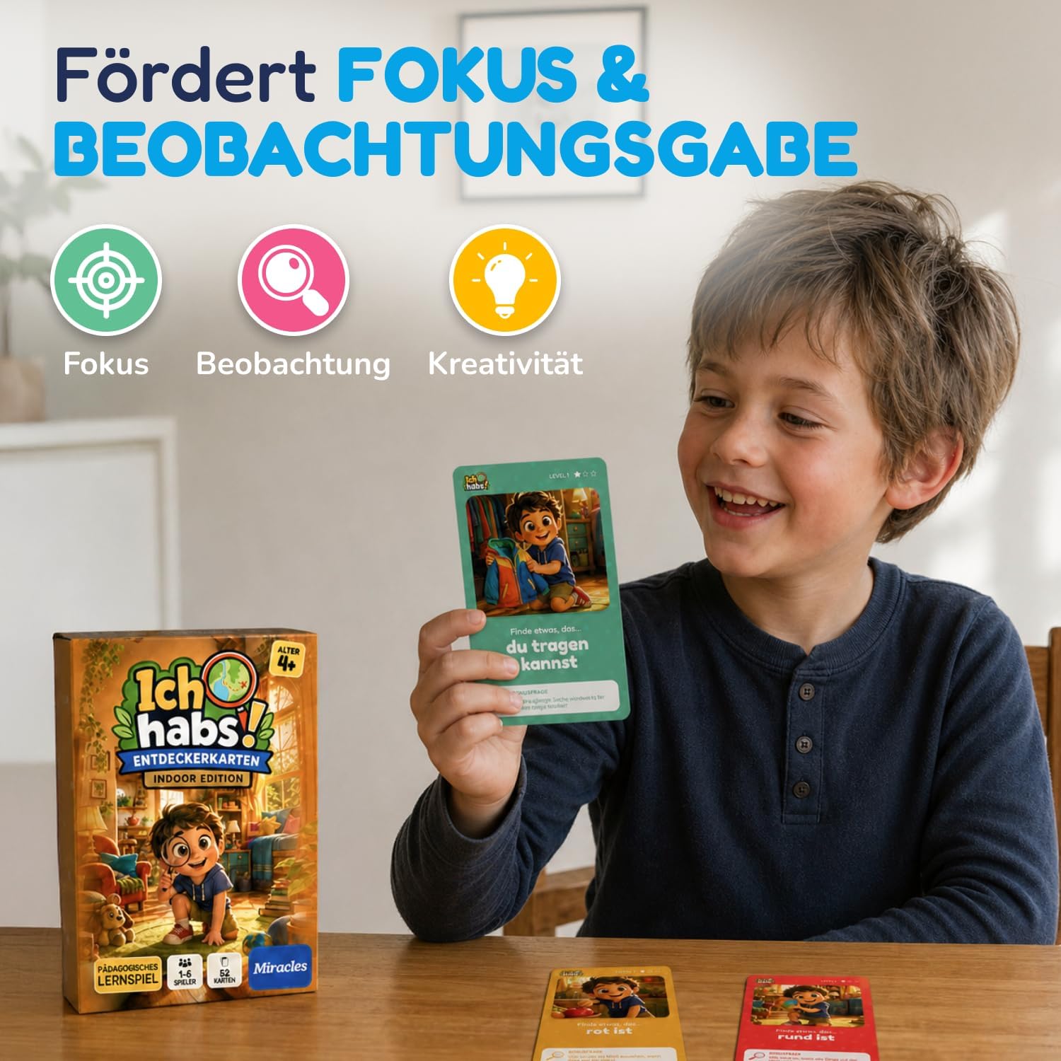 Ich hab's Explorer Cards from 4 Years - 52 Educational Game Search Game for Children with 50 Tasks in 3 Levels - Indoor Game for Home, Travel and On the Go - Gift and Gift for Boys and Girls – Bild 3