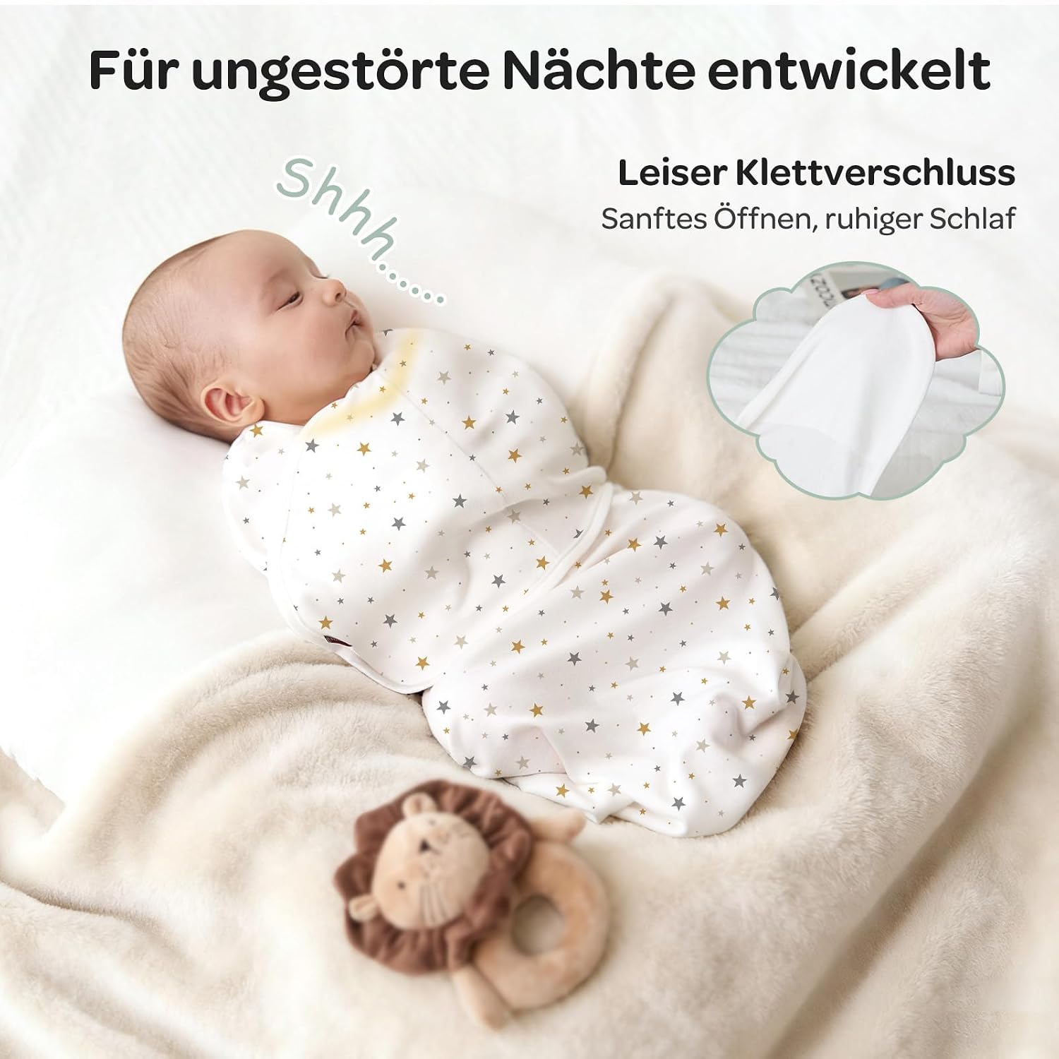 Momcozy Baby Swaddling Bag 0-3 Months Bamboo Pack of 2 Geometry and Stars – Bild 3