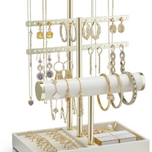 VLANDO Jewellery Stand 4 Tier PU Leather Jewellery Storage Room Decoration