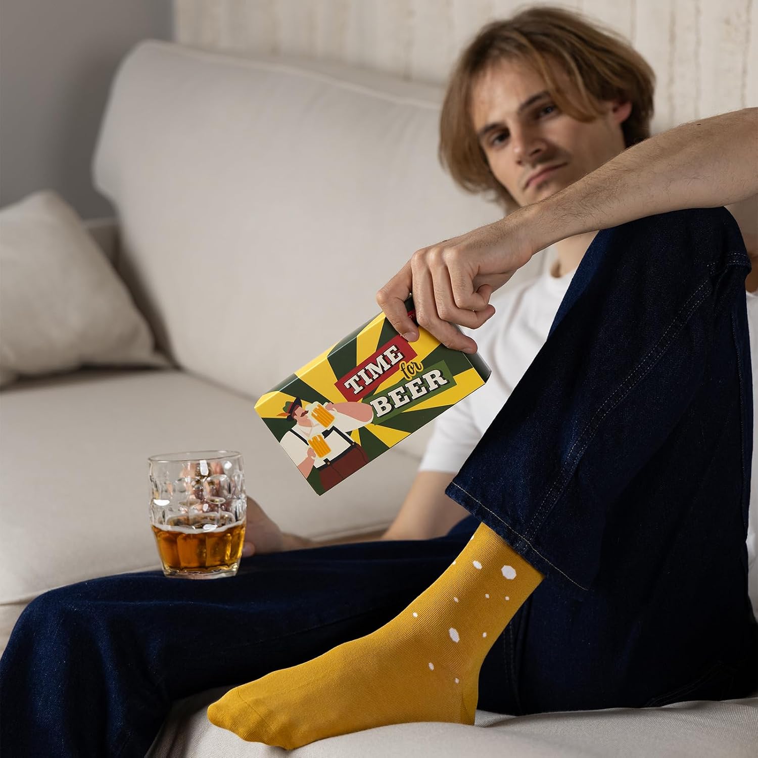 soxo Tin Socks Men's Beer Gifts For Men Funny Sock Gift Summer Socks Men 40-45 – Bild 3