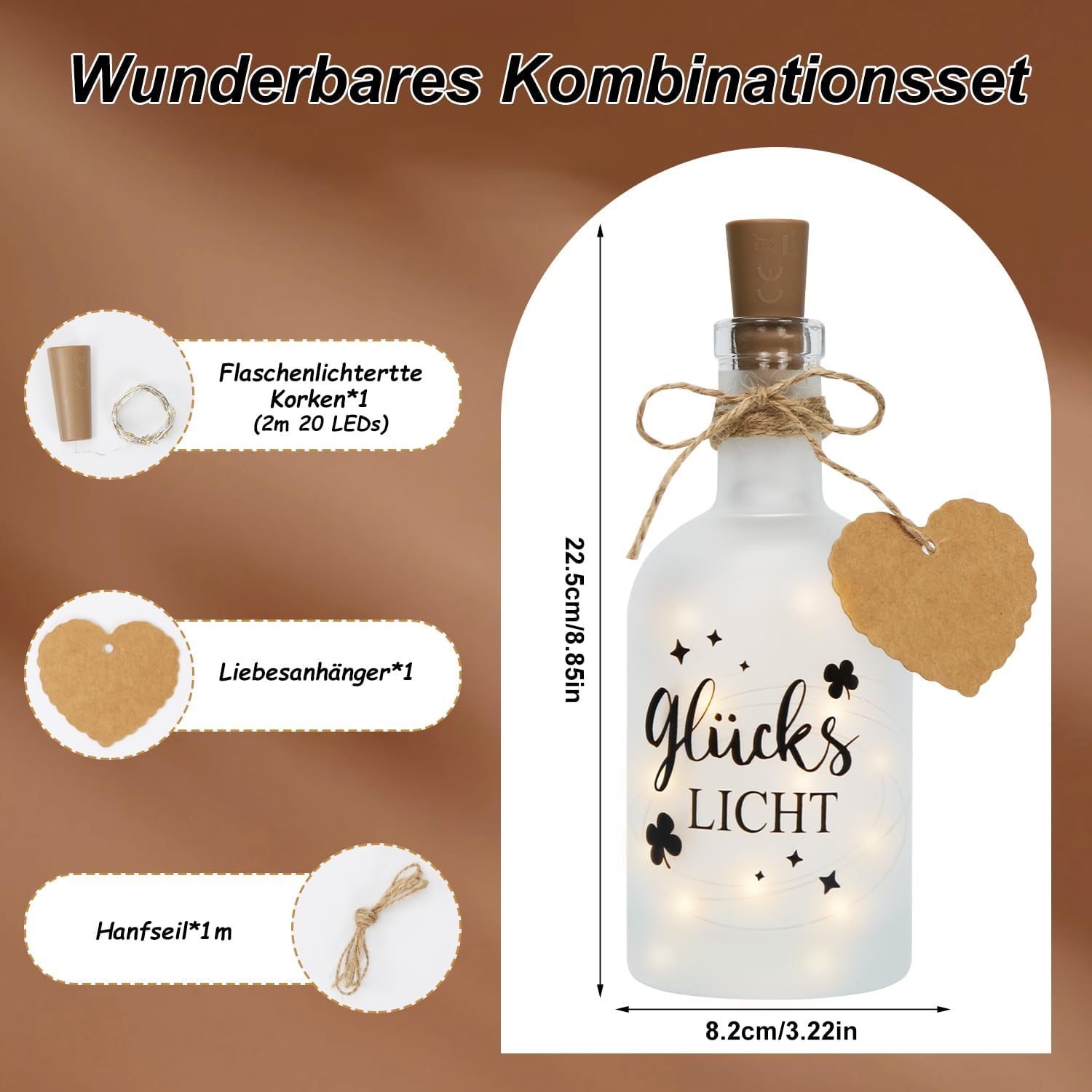 LED Bottle Light, Lucky Light, Bottle Lights with Saying, Illuminated Bottle Gift for Women, Lucky Light Decorative Light for Birthday, Wedding, Christmas, Personalised Birthday Gift – Bild 2