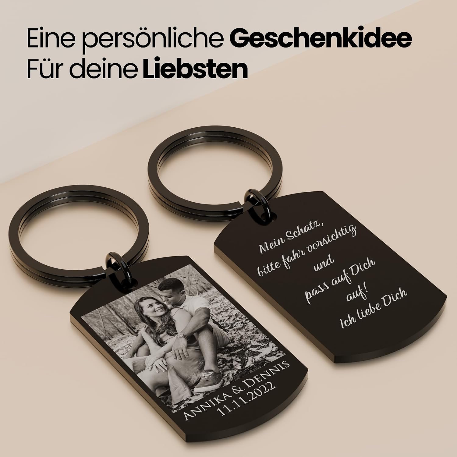 Personalised Stainless Steel Photo & Engraved Keyring - Personalised Gift for Lover, Friends & Family - Personalised Gift for Christmas, Valentine's Day or Anniversary – Bild 2