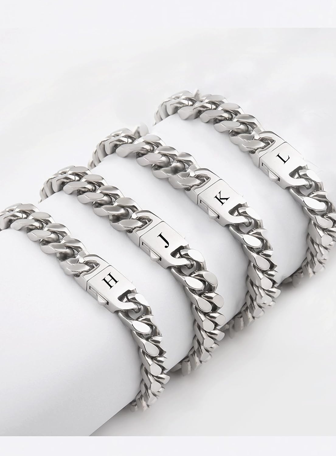Herren Armband mit Buchstaben Edelstahl Armbänder Panzerkette – Bild 8