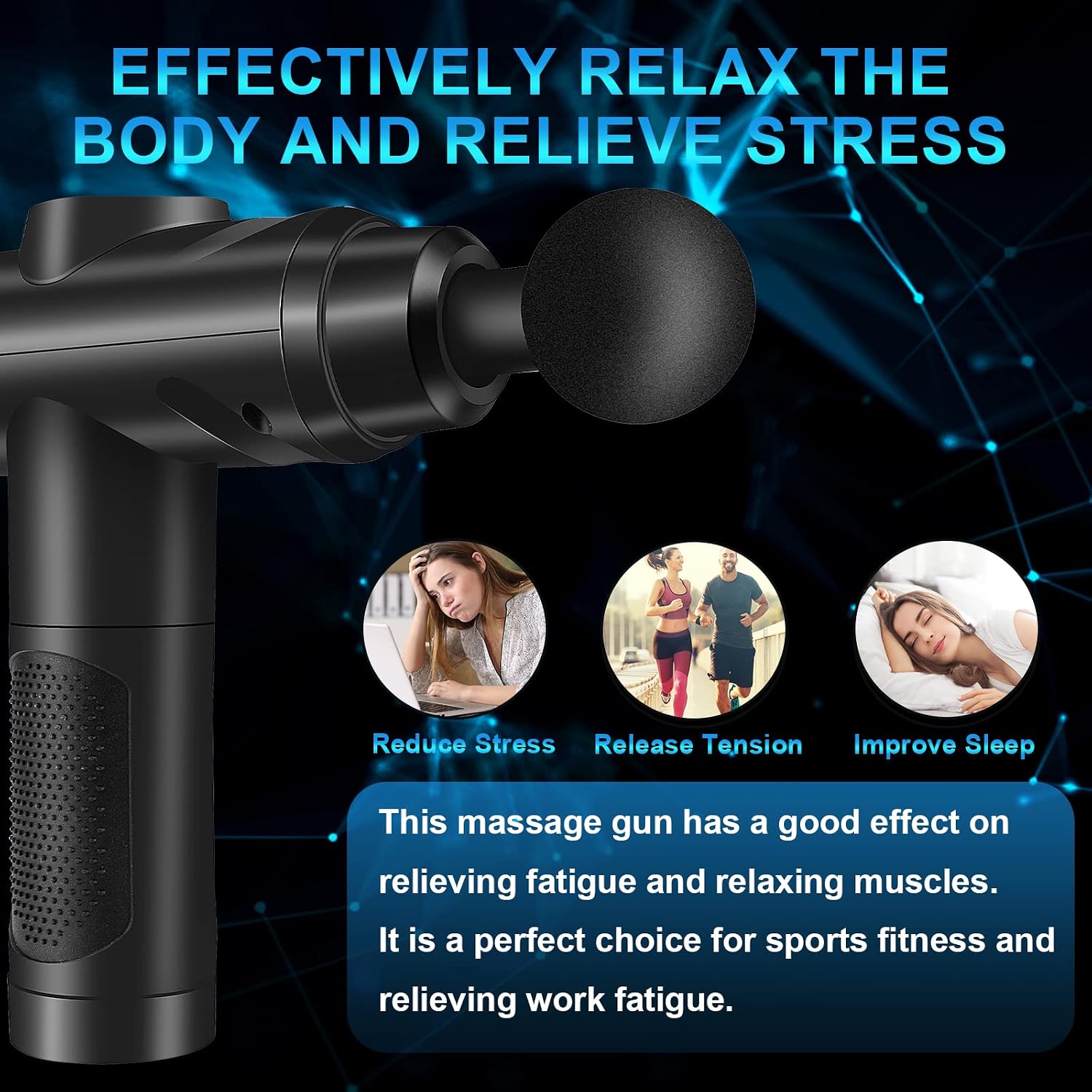 Massage Gun, Muscle Percussion Massager with 30 Speeds, Quiet Hand Massager, with LCD Touchscreen, 10 Heads, for Shoulders, Body, Back, Relaxation – Bild 7
