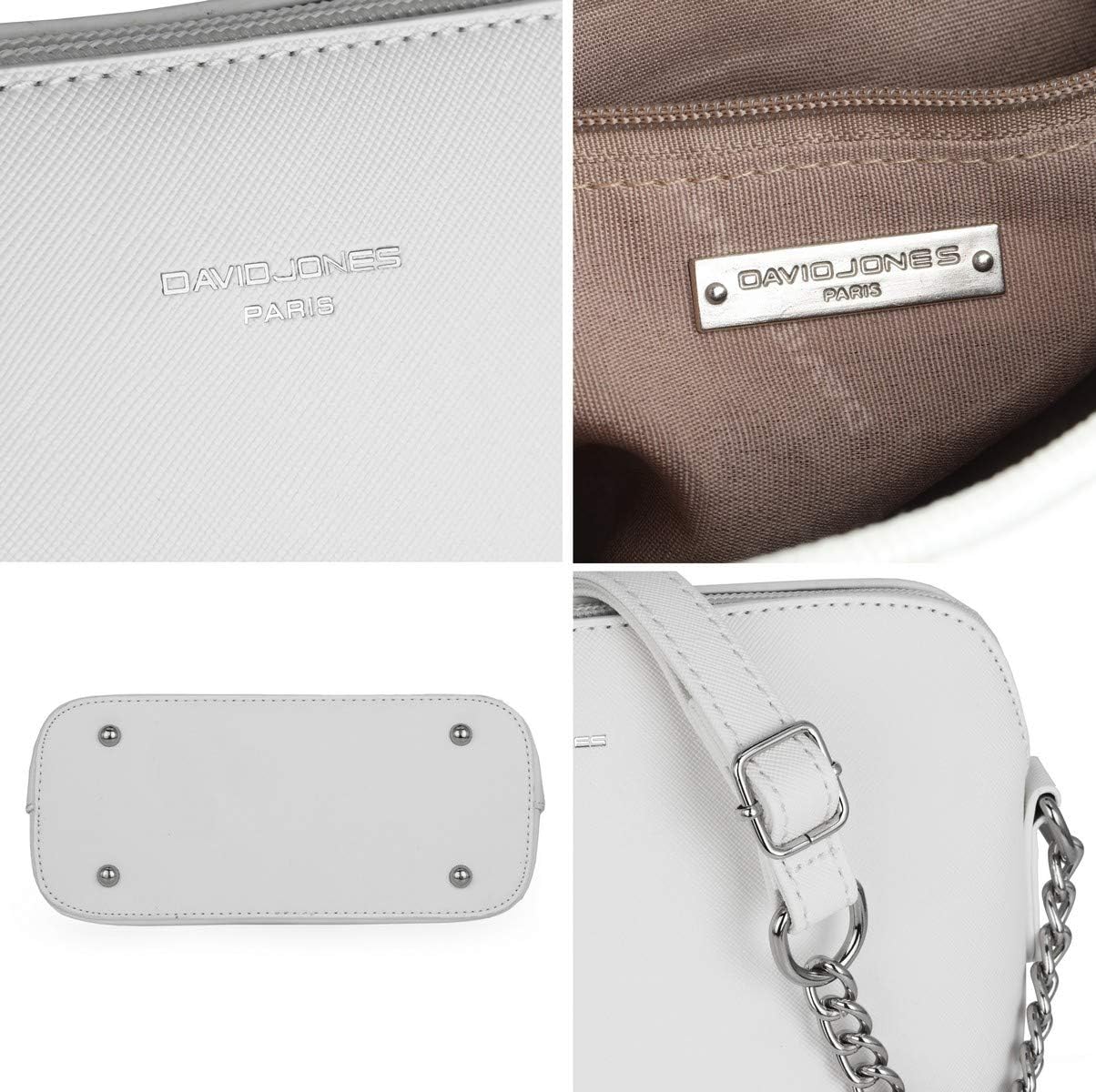 David Jones - Women's Small Shoulder Bag - Saffiano Leather Fixed Shoulder Bag - Chain Shoulder Strap Evening Bag - Zip Handbag - City Clutch, Party Zip Crossbody Bag – Bild 5