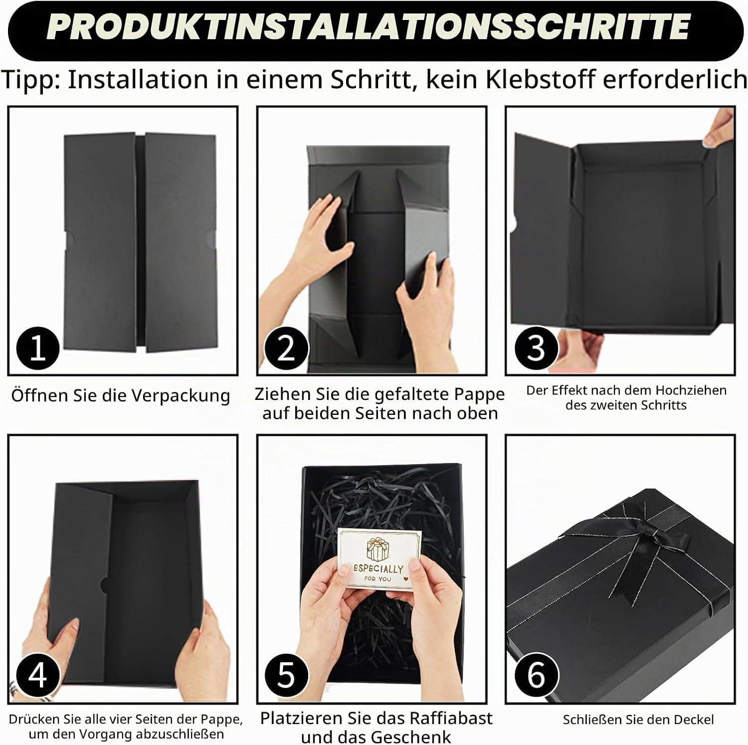 Large Gift Box with Lid 29 x 21 x 10.5 cm, Gift Box Black – Bild 5