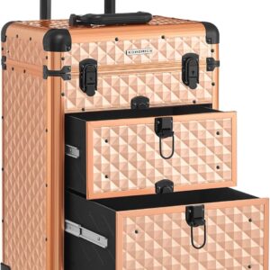 SONGMICS Lockable Cosmetic Case Trolley 34 x 24 x 56 cm