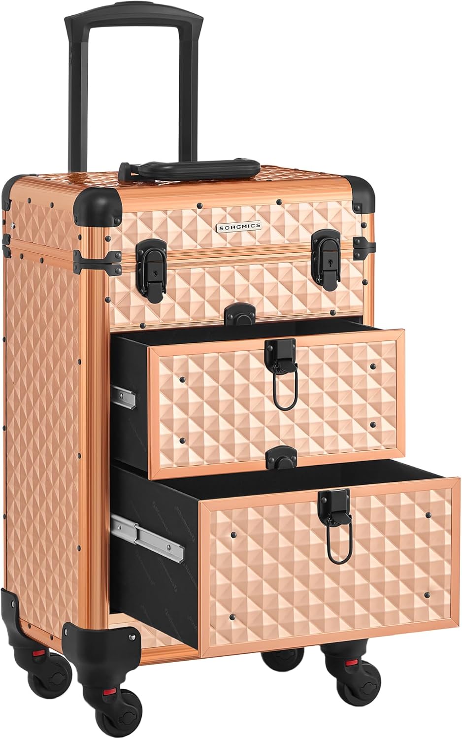 SONGMICS Lockable Cosmetic Case Trolley 34 x 24 x 56 cm
