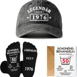 50th 60th 70th Birthday Man Gift Set Baseball Cap Non-Slip Socks & Birthday Card Birthday Gift for Grandpa Dad Husband Friends Coworkers