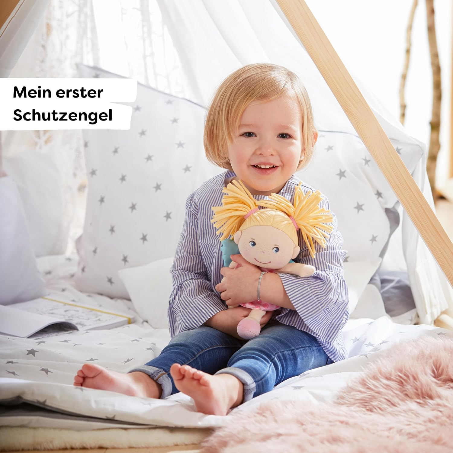 Haba Finja 304103 Guardian Angel Soft Fabric Doll with Wings Lucky Charm for Children Gift for Birth or Christening – Bild 5