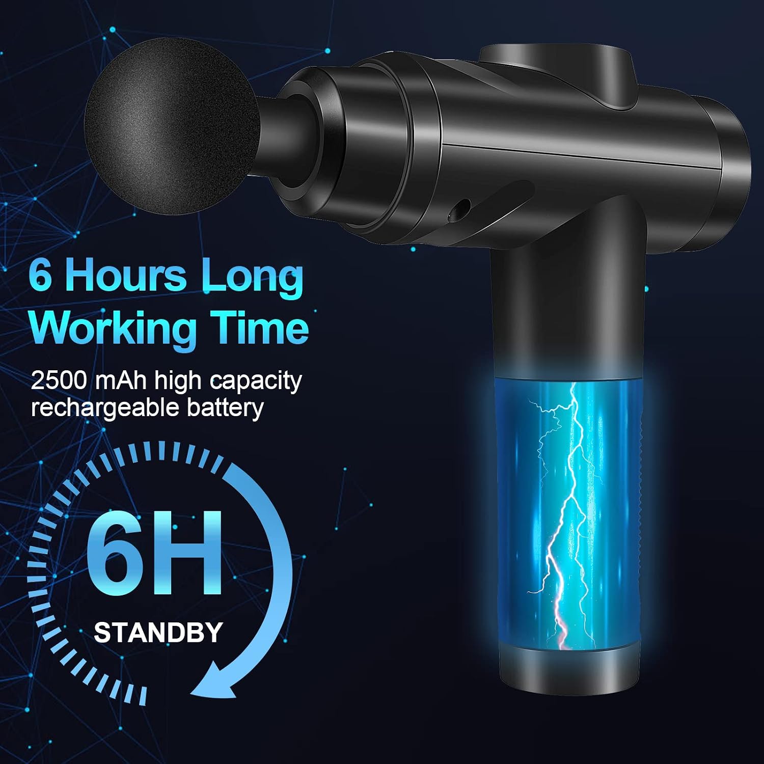 Massage Gun, Muscle Percussion Massager with 30 Speeds, Quiet Hand Massager, with LCD Touchscreen, 10 Heads, for Shoulders, Body, Back, Relaxation – Bild 2