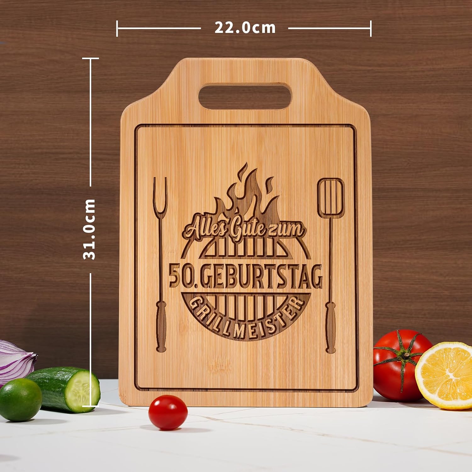 50th Birthday Man - Engraved Bamboo Chopping Board, Gifts for 50th Birthday Man – Bild 2