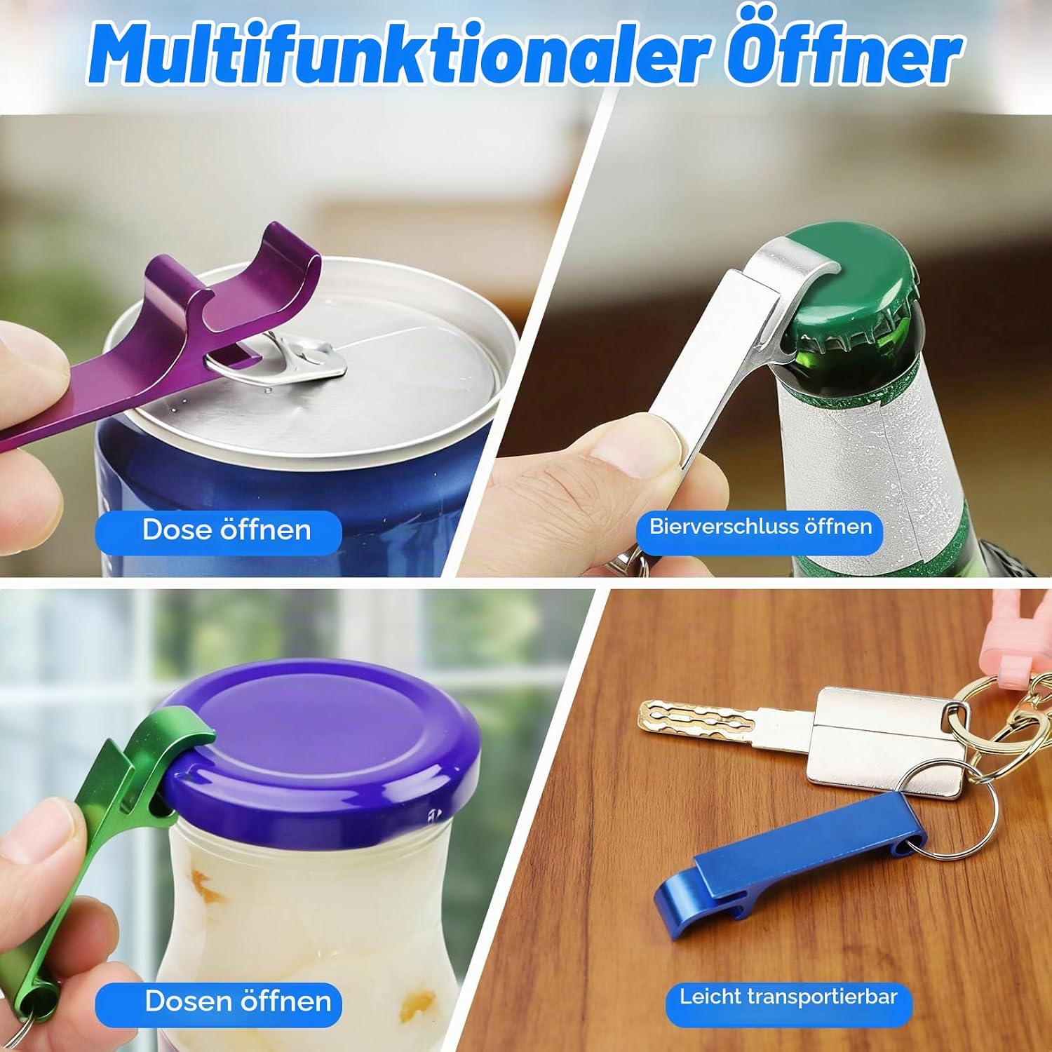 Pack of 42 Bottle Opener Keyrings, Beer Bottle Opener for Laser Engraving, Aluminium Beer Opener, Mini Bottle Opener Key Fob Bottle Opener for Bar Party Camping and Festivals (7 Colours) – Bild 5