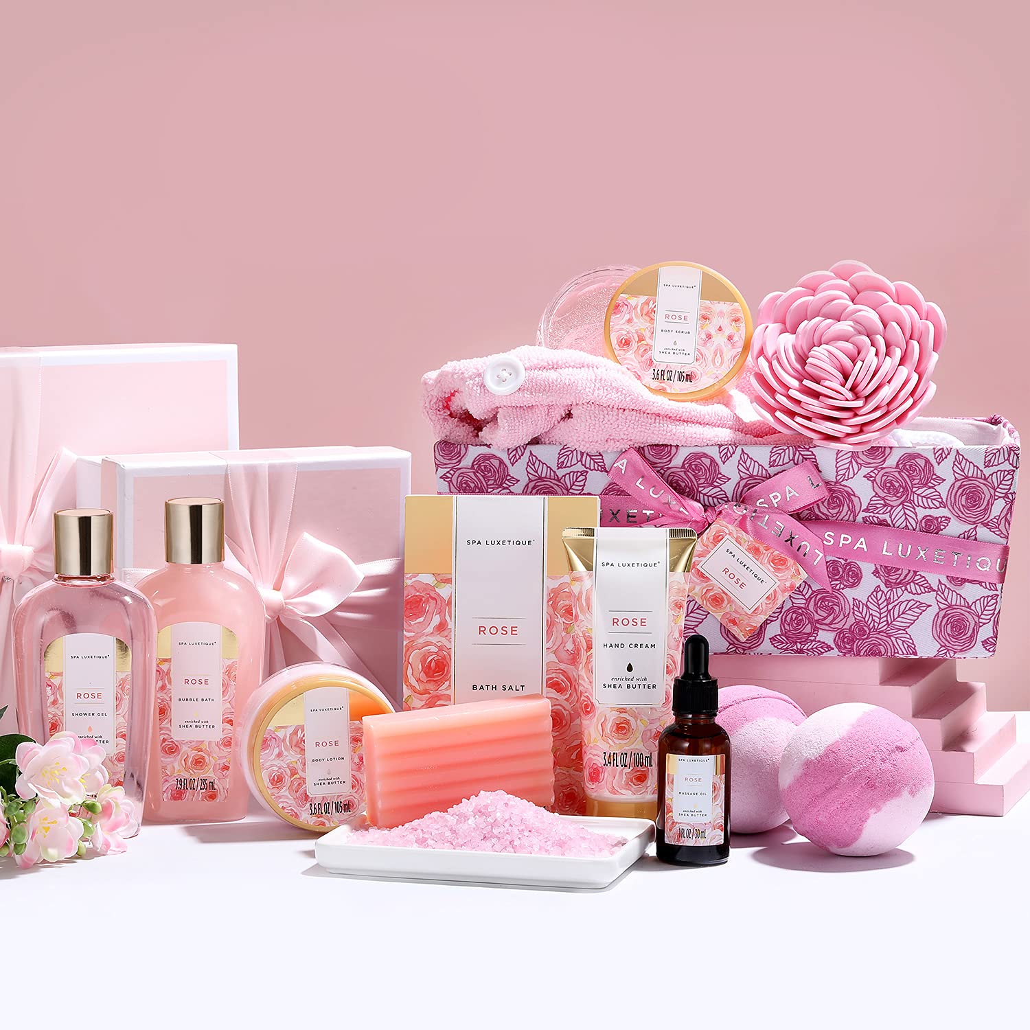 Gift Basket for Women, Spa Luxury, 12-Piece Rose Fragrance Bath Gift Set, Valentine's Day Gifts for Women, Birthday Gift, Wellness Set for Women, Gift Box, Mother's Day Gift, Christmas – Bild 2
