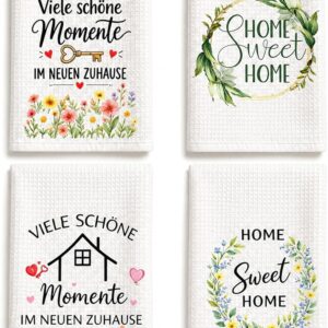 Housewarming Gifts, Housewarming Gift, Set of 4 Tea Towels with Home Sweet Home Motif, Housewarming Gift for New Home, Kitchen, Friends, Family