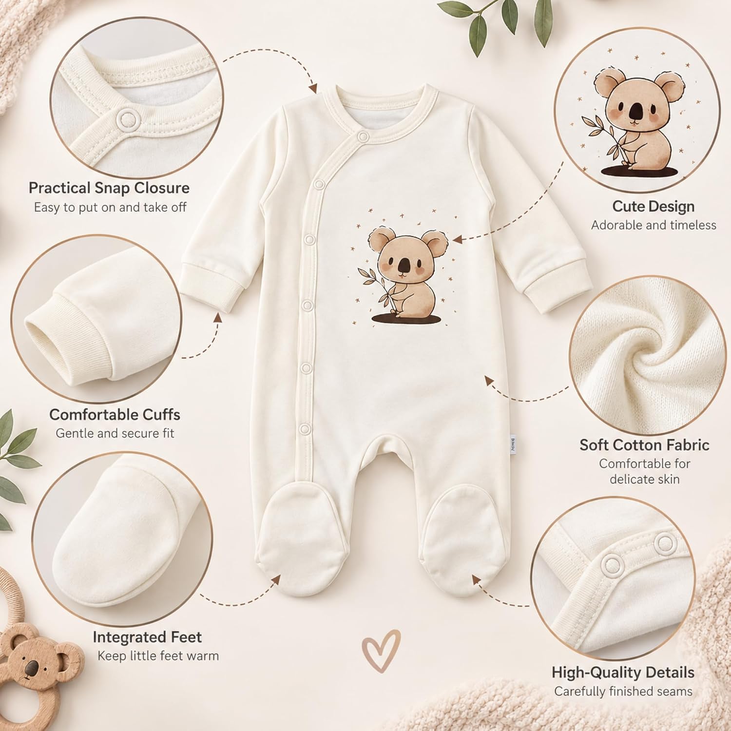Blue Eyes Baby Gift Set - 6-Piece Newborn Gift Box Set Made of 100% Cotton, Oeko-Tex, Premium First Equipment for Birth 0-4 Months, Unisex for Boys & Girls (Koala) – Bild 4