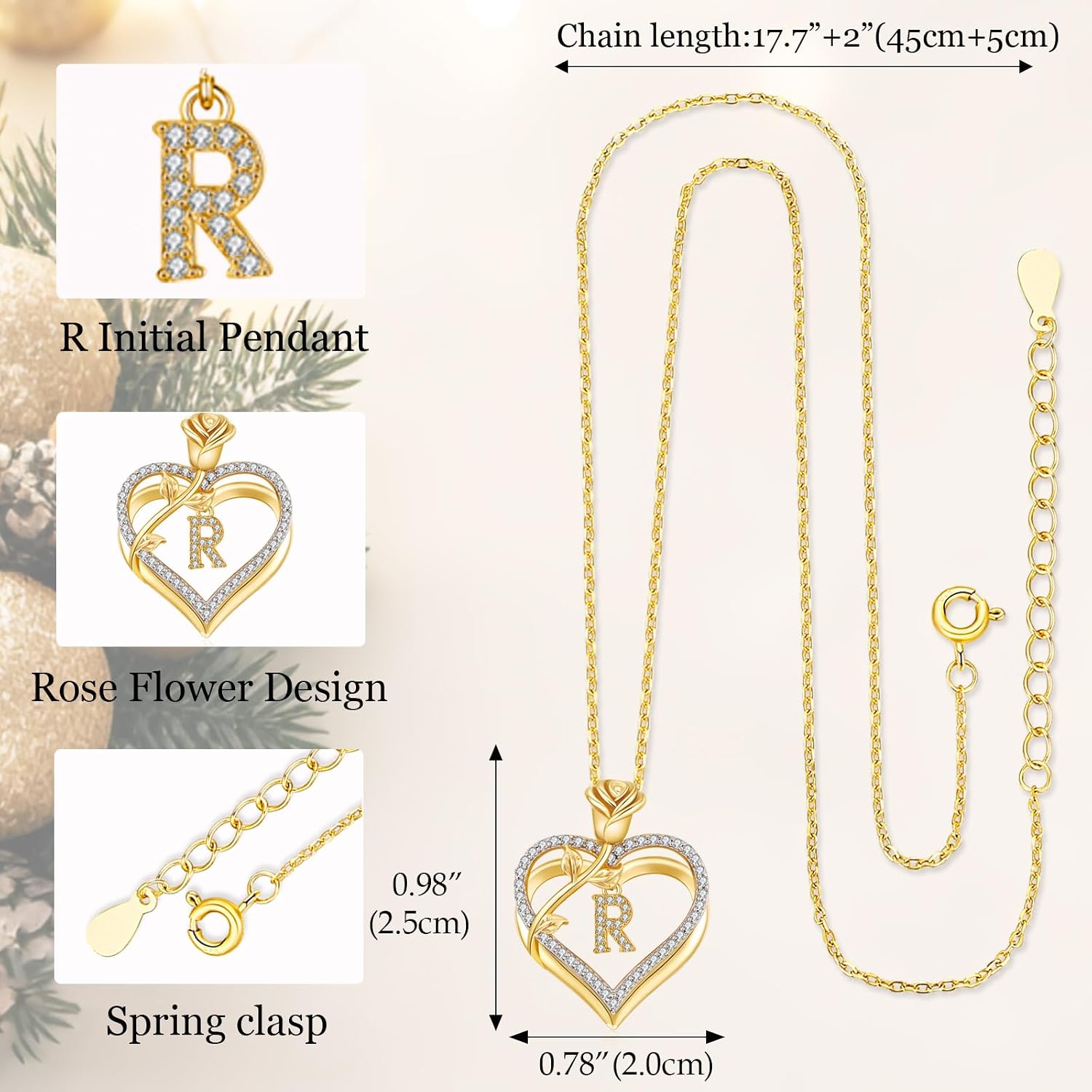Halskette Damen Gold A-Z Buchstaben Kette Herzkette Schmuck Damen – Bild 5