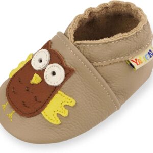 YALION Baby Soft Leather First Walking Shoes Toddler Crawling Shoes Slippers Leather Slippers Baby Shoes with Suede Soles Multicoloured