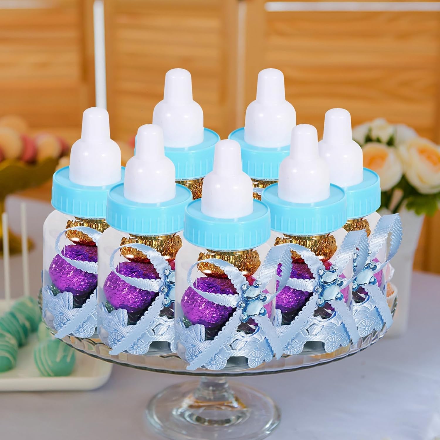 Pack of 50 Feeder Style Candy Bottles for Baby Shower, Mini Party Favors Fillable Candy Gift Box for Boy Girl Newborn Infant Baptist Christening Birthday Party Decoration (Blue) – Bild 7