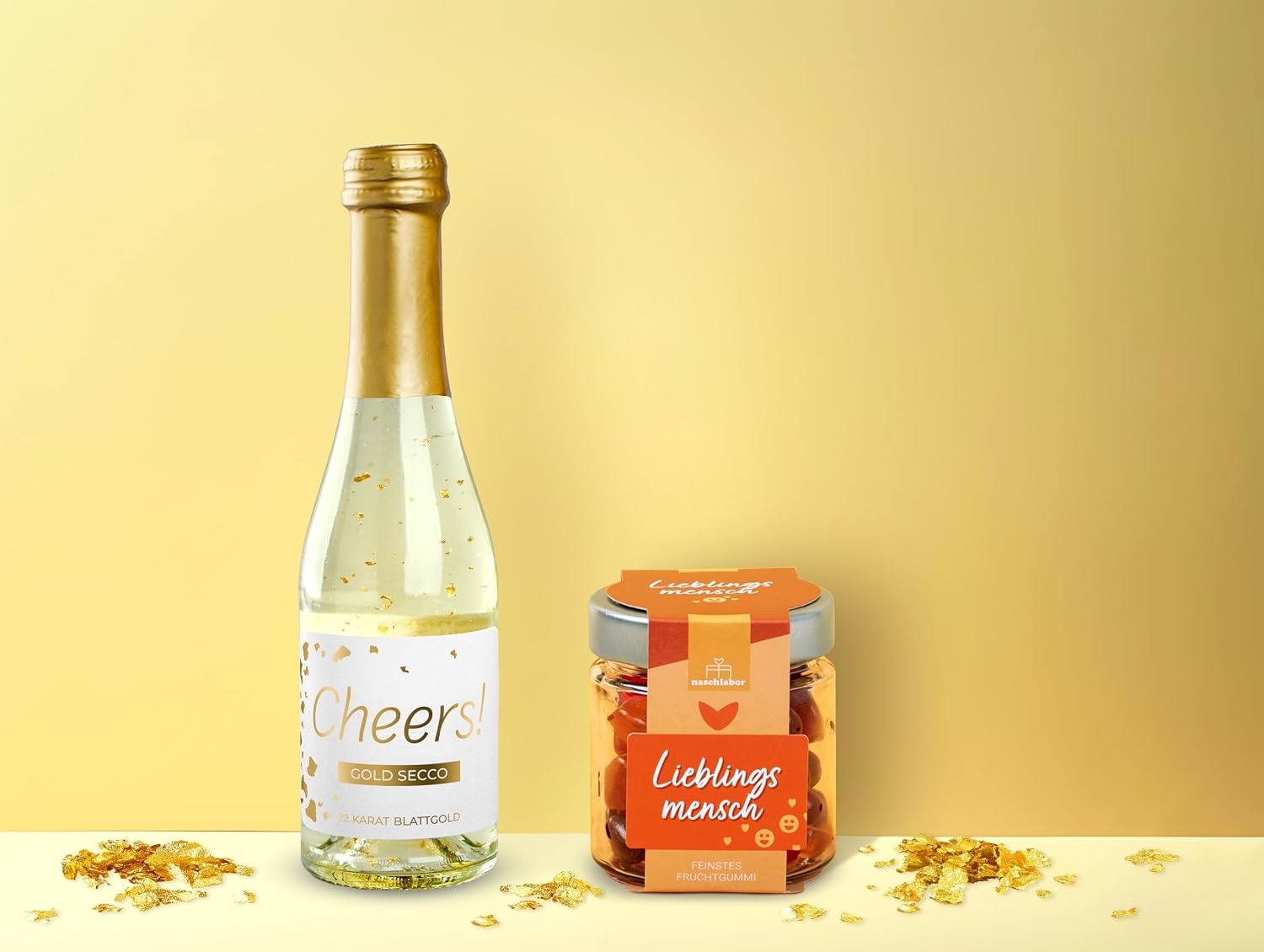 Set of 2 Gold Secco Cheers! and Fruit Gum Favourite Person 120 g Bundle for Gifting Gift for Wedding, Birthday or Valentine's Day Gift for Girlfriend Prosecco with Gold – Bild 2